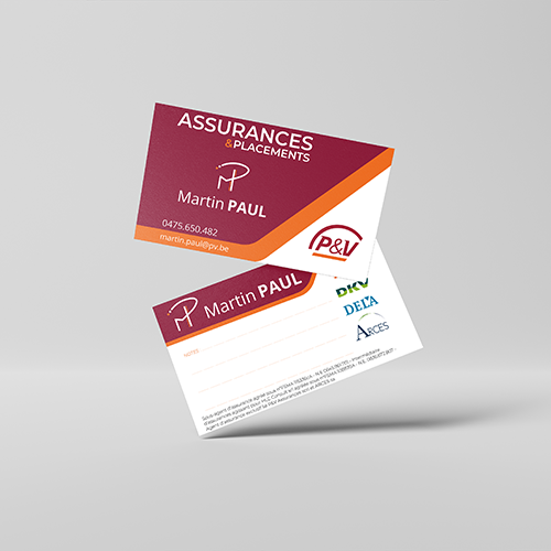 Projet perso design et création de cartes de visites - P&V Assurance Martin Paul
